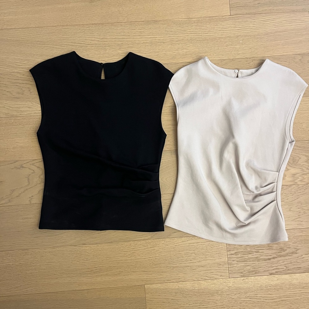 Zara Ruched Interlock Tops in Cream and Black